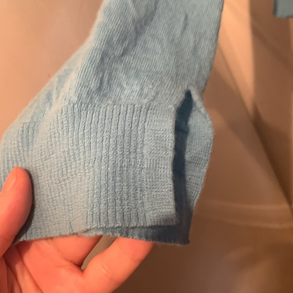 Stunning Light Aqua Nicole Miller Diagonal Cut 100% Merino Wool Crewneck SZ L😍 - Picture 8 of 8